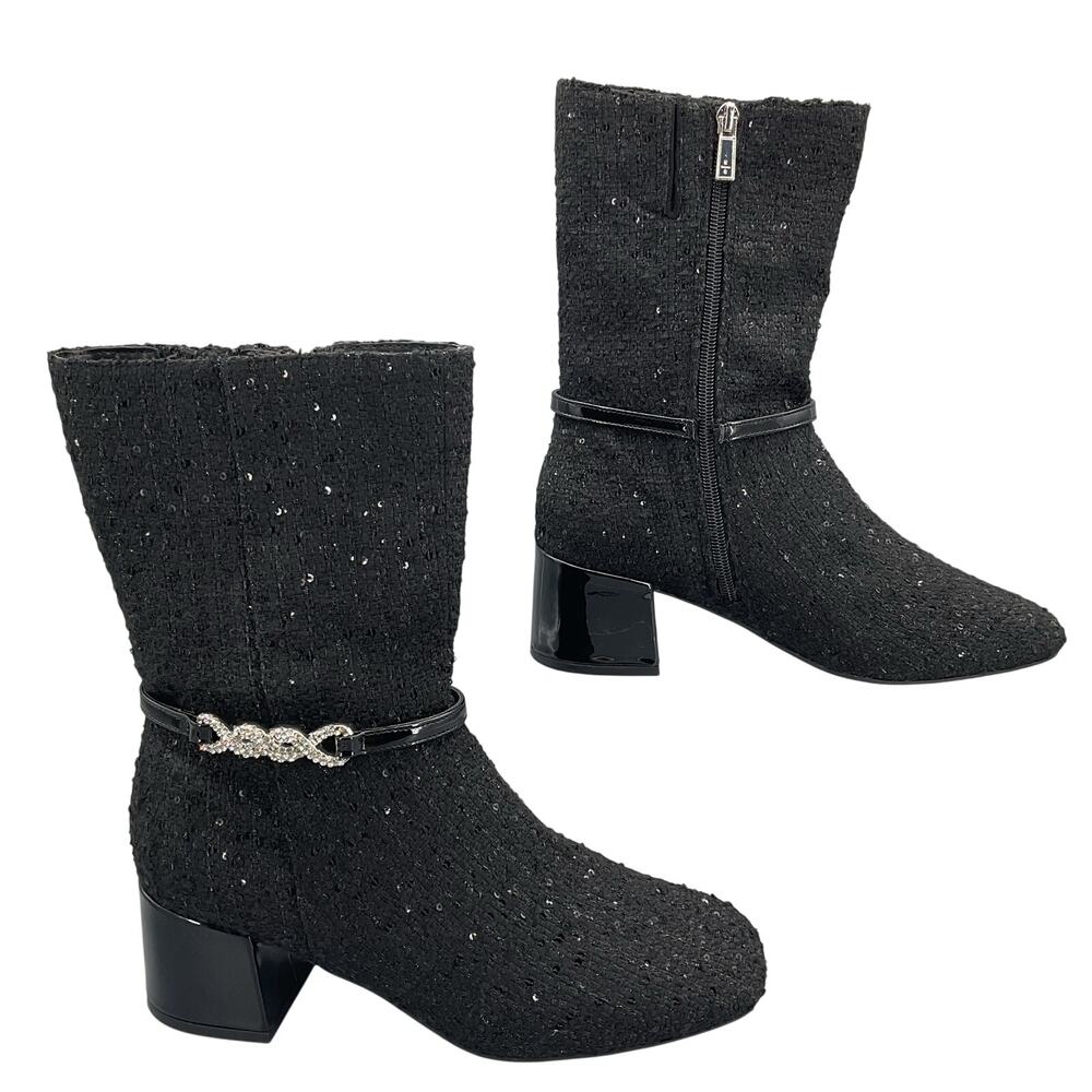 NEW Kenneth Cole Reaction Women’s Lacey Jewel Bootie Black Size 9M